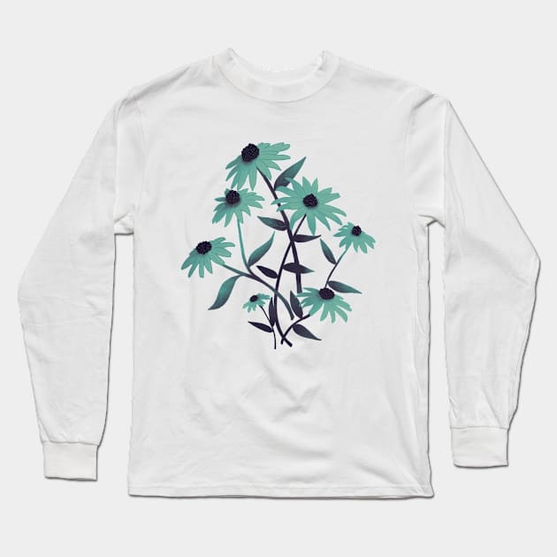 Black-eyed Susans in Blue Long Sleeve T-Shirt by Booneb